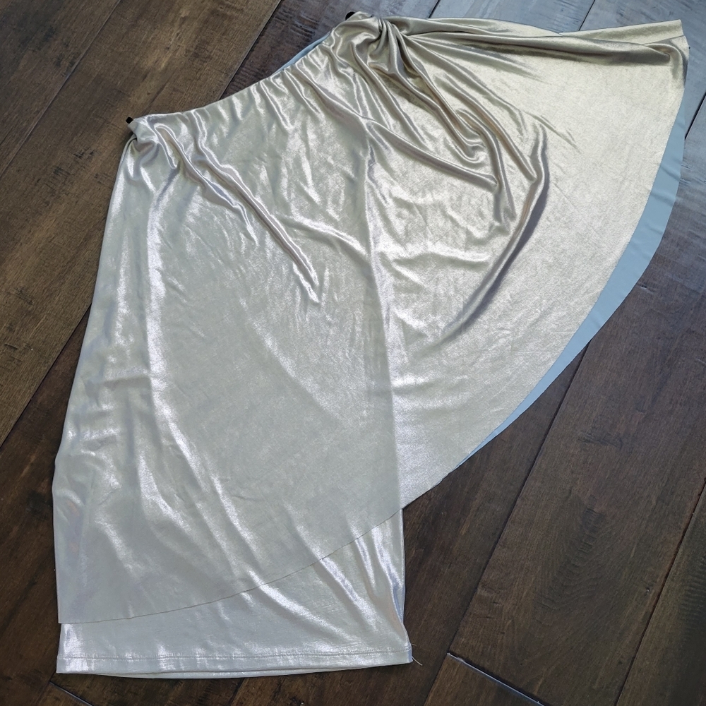 Allen Schwartz Prive gold metallic one-should dress